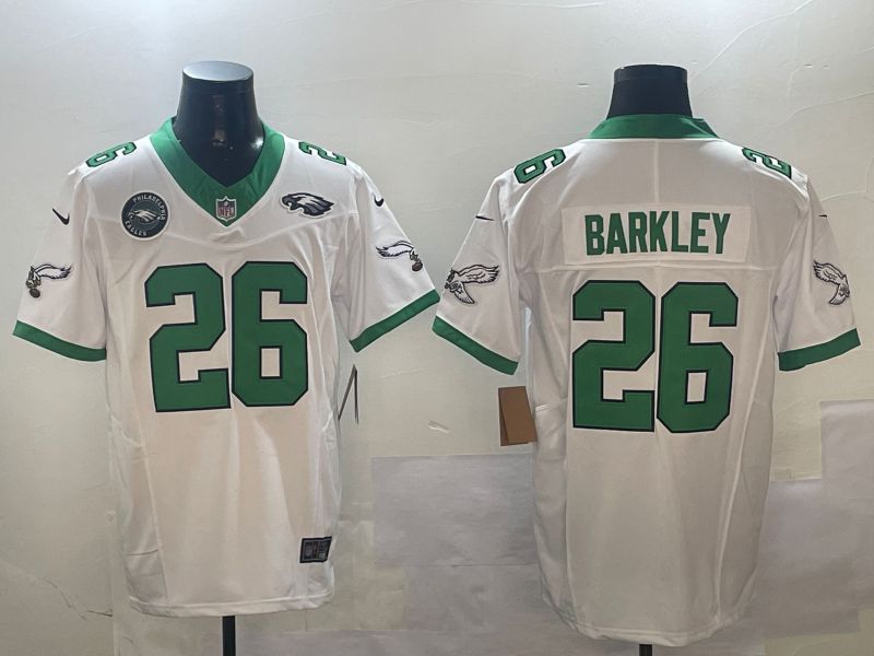 Men Philadelphia Eagles #26 Barkley White Thanksgiving three generations 2024 Nike Limited NFL Jersey style 4->dallas cowboys->NFL Jersey
